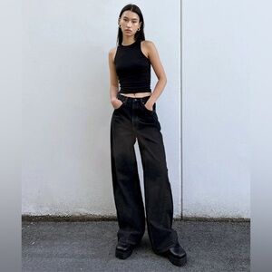 OAK + FORT OAK 23 REMIX ASYMMETRICAL HEM HIGH-RISE JEAN SIZE 26